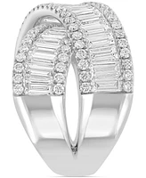 Effy Lab Grown Diamond Baguette & Round Crossover Statement Ring (5-1/10 ct. t.w.) in 14k White Gold