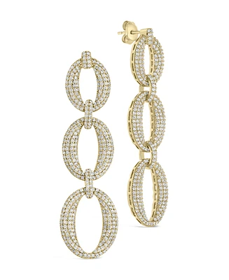 Sterling Forever Whitney Cubic Zirconia Chain Drop Earrings