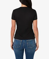 True Religion Women's Crystal Arch Logo Slim Crew Neck Tee