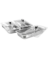 Megachef 3-in-1 Electric Chaffing Buffet Server and Warming Tray with Triple 2.63 Quart Trays and 8.6 Quart Baking Pan