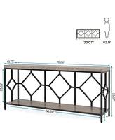 Tribesigns 71 Inch Extra Long Sofa Table, Narrow Console Tables Behind Couch Table with Open Storage Shelf