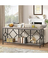 Tribesigns 71 Inch Extra Long Sofa Table, Narrow Long Sofa Console Tables Behind Couch Table with Open Storage Shelf