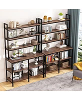 Tribesigns Set of 2 Industrial 6-Tier Bookshelves, with X-Shaped Frame, Storage for Living Room, Bedroom, and Office