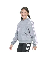 adidas Big Girls Long Sleeve Printed Loose Fit Hooded Pullover Sweatshirt