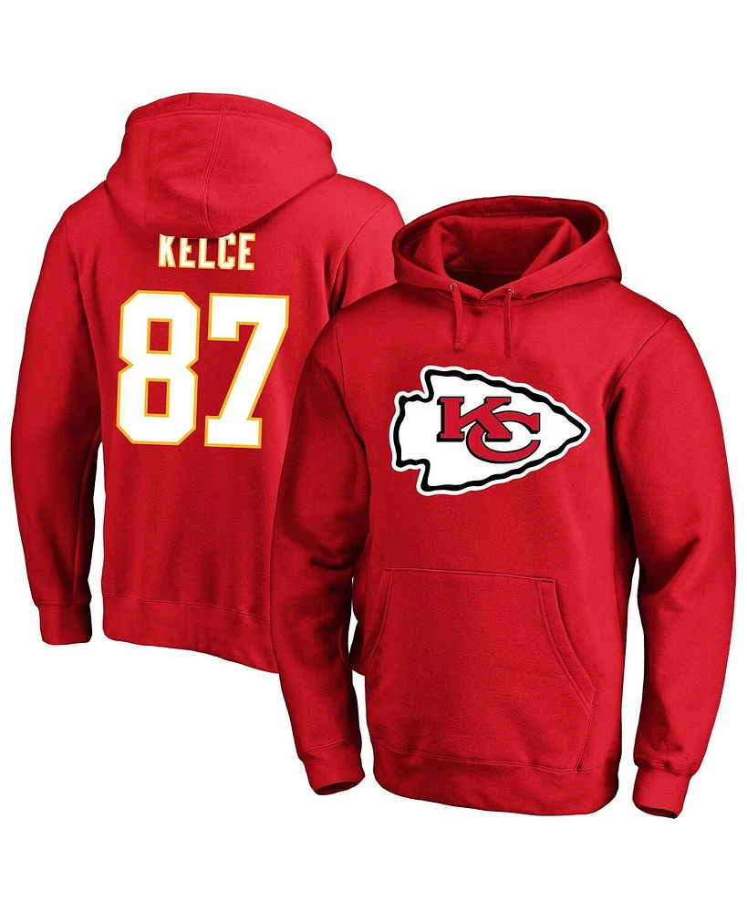 Fanatics Men's Travis Kelce Red Kansas City Chiefs Big Tall Name Number Fleece Pullover Hoodie