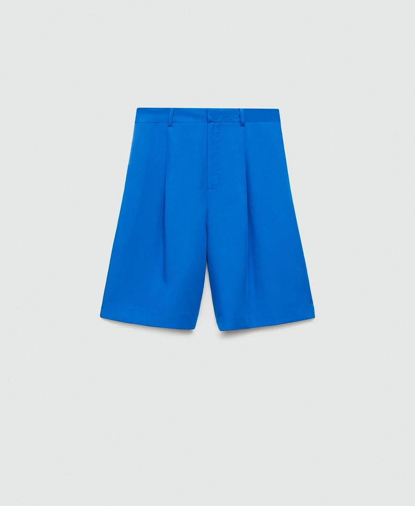 Mango Women's Lyocell Pleated Bermuda Shorts