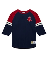 Mitchell & Ness Men's Navy Boston Red Sox Cooperstown Collection Legendary Raglan Slub Henley 3/4-Sleeve T-Shirt