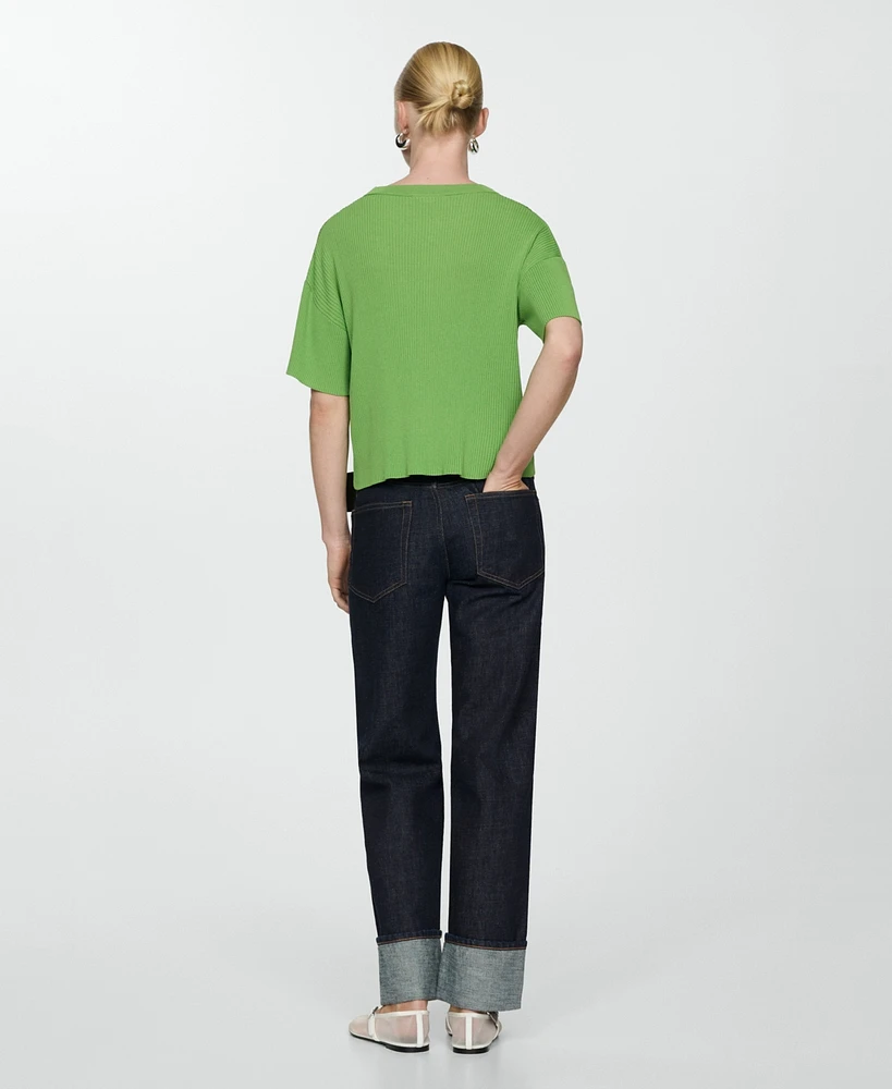 Mango Women's Ribbed Knit T-Shirt