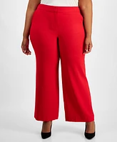 Tahari Asl Plus Mid-Rise Wide-Leg Pants