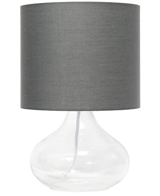 Simple Designs Glass Raindrop Table Lamp with Fabric Shade