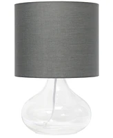 Simple Designs Glass Raindrop Table Lamp with Fabric Shade