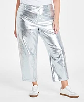 On 34th Trendy Plus Cropped Straight-Leg Metallic Pants, Created for Macy's