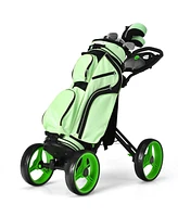 4 Wheel Golf Push Cart with Brake Scoreboard Adjustable Handle