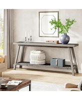 Tribesigns Farmhouse Console Entryway Table: 70.9 Inches Extra Long Table for Entryway, 2-Tier Narrow Wood Foyer Sofa Couch Hallway,
