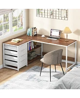 Tribesigns L Shaped Computer Desk with Storage Drawers, 59 inch Corner Desk with Shelves