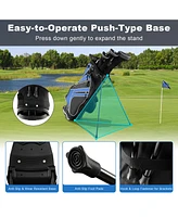 Blue Golf Stand Cart Bag with 6-Way Divider Carry Pockets