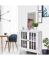 Glass Door Sideboard Console Storage Buffet Cabinet