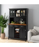 Sugift Kitchen Storage Cabinet Cupboard with Wine Rack and Drawers