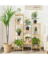 Sugift 9-Tier Bamboo Plant Stand for Living Room Balcony Garden