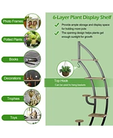 6-Tier 9 Potted Metal Plant Stand Holder Display Shelf with Hook