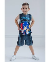 Sega Boys Sonic the Hedgehog Knuckles Tails Tank Top and Shorts to
