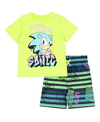 Sega Little Boys Sonic the Hedgehog T-Shirt and Shorts Outfit Set to