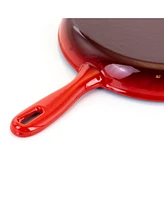 MegaChef Round 10.25 Inch Enameled Cast Iron Skillet in Red