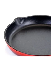 Megachef Round 10.25 Inch Enameled Cast Iron Skillet in Red