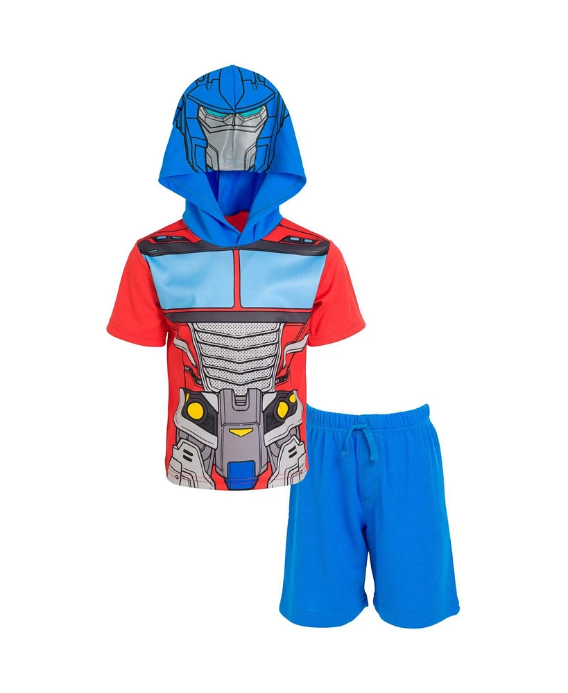 Transformers Boys Optimus Prime Bumblebee Megatron Athletic Pullover T-Shirt and Mesh Shorts Outfit Set Toddler to Big Kid