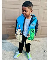 Minecraft Boys Creeper Steve Zip Up Winter Coat Puffer Jacket to