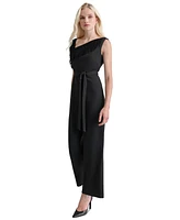 Dkny Women's Asymmetric-Neck Fringe-Trim Jumpsuit