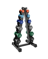 HolaHatha 3, 5, 8, 10, 12 & 15 Pound Neoprene Dumbbell Weight Set w/Storage Rack