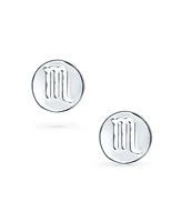 Bling Jewelry Tiny Simple Round Astrology Scorpio Horoscope Zodiac Stud Earrings Sterling Silver
