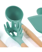MegaChef Gray Silicone and Wood Cooking Utensils, Set of 9