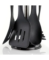 MegaChef Black Nylon Cooking Utensils with Wood Design, Set of 7