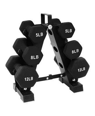 BalanceFrom Fitness 50 Pound Neoprene Coated Dumbbell Set with Stand, Black