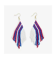 Ink + Alloy Haley Game Day Falling Lines Beaded Fringe Earrings Red White And Blue