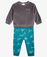 First Impressions Baby Boys Solid Velour Sweatshirt Printed Fleece Pants Created For Macys