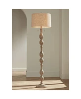 Tuscan Chic Farmhouse Rustic Country 62 1/2" Tall Standing Floor Lamp Pull Chain Gray Natural Faux Wood Finish Living Room Bedroom House Reading Offic