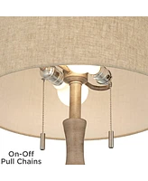Tuscan Chic Farmhouse Rustic Country 62 1/2" Tall Standing Floor Lamp Pull Chain Gray Natural Faux Wood Finish Living Room Bedroom House Reading Offic