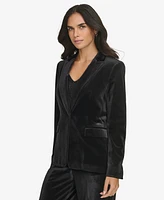 Calvin Klein Petite Single-Button Velvet Blazer