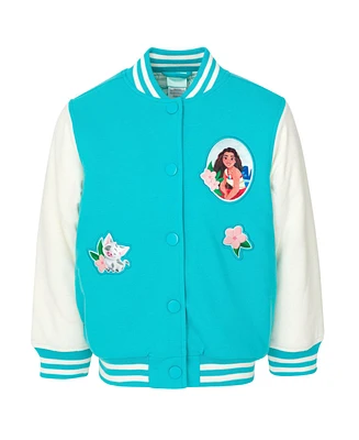 Disney Girls Minnie Mouse Frozen Lilo & Stitch Moana Varsity Bomber Jacket to (2T - 14-16)