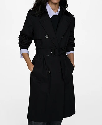 Mango Women's Belt Detail Classic Trench Coat