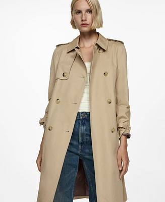 Mango Women's Belt Detail Classic Trench Coat