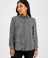 Ak Anne Klein Petite Striped Button-Front Shirt