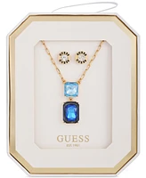 Guess Crystal Pendant Necklace & Logo Stud Earrings Set