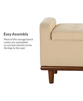Hulala Home Upholstered Modern Flip Top Storage Bench with Metal Base