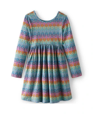 Lands' End Big Girls Plus Long Sleeve Gathered Waist Jersey Dress