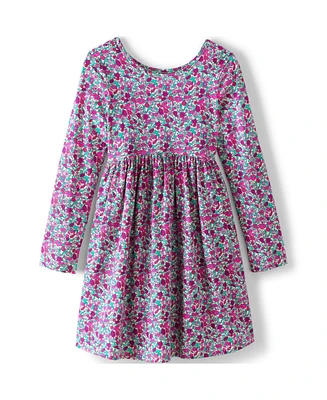 Lands' End Big Girls Plus Long Sleeve Gathered Waist Jersey Dress