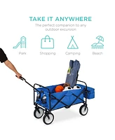 Best Choice Products Folding Utility Cargo Wagon Cart w/ Removable Canopy, Cup Holders
